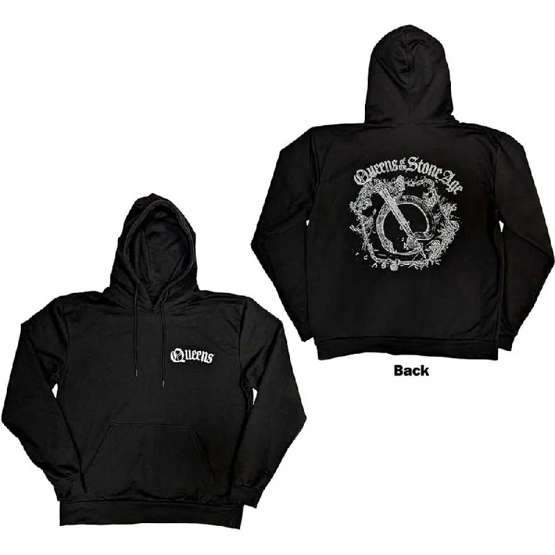 QUEENS OF THE STONE AGE Attractive Hoodie, Floral Chains Hoodie with High Neck Warm Protective QUEENS OF THE STONE AGE Attractive Hoodie, Floral Chains Hoodie with High Neck Warm Protective
