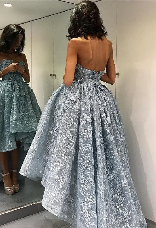 High-Low Strapless Chic Ball-Gown Sleeveless Modern Evening Dress
