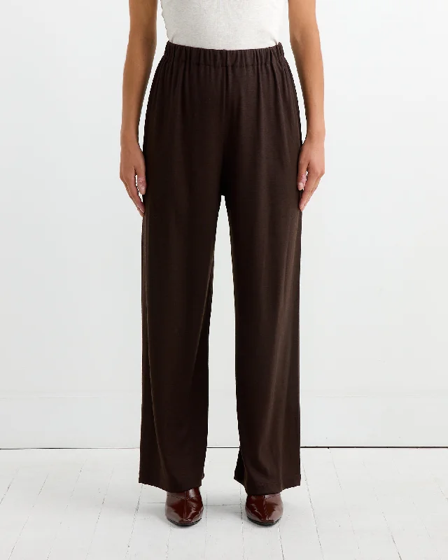 Wool Straight Pant in Cacao Comfy Zip-Up Pants