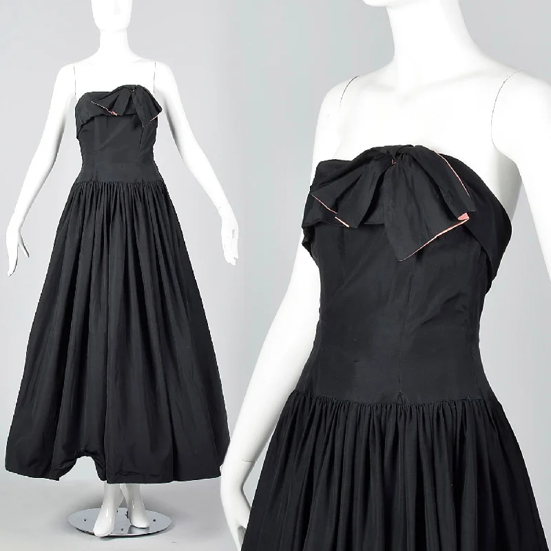 1940s Strapless Black Party Dress Pencil Length Work