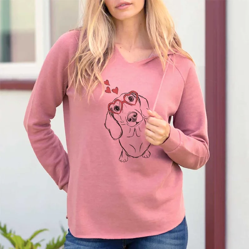 Valentine Bill the Dachshund - Cali Wave Hooded Sweatshirt Hoodie Jacket Zipper Layering