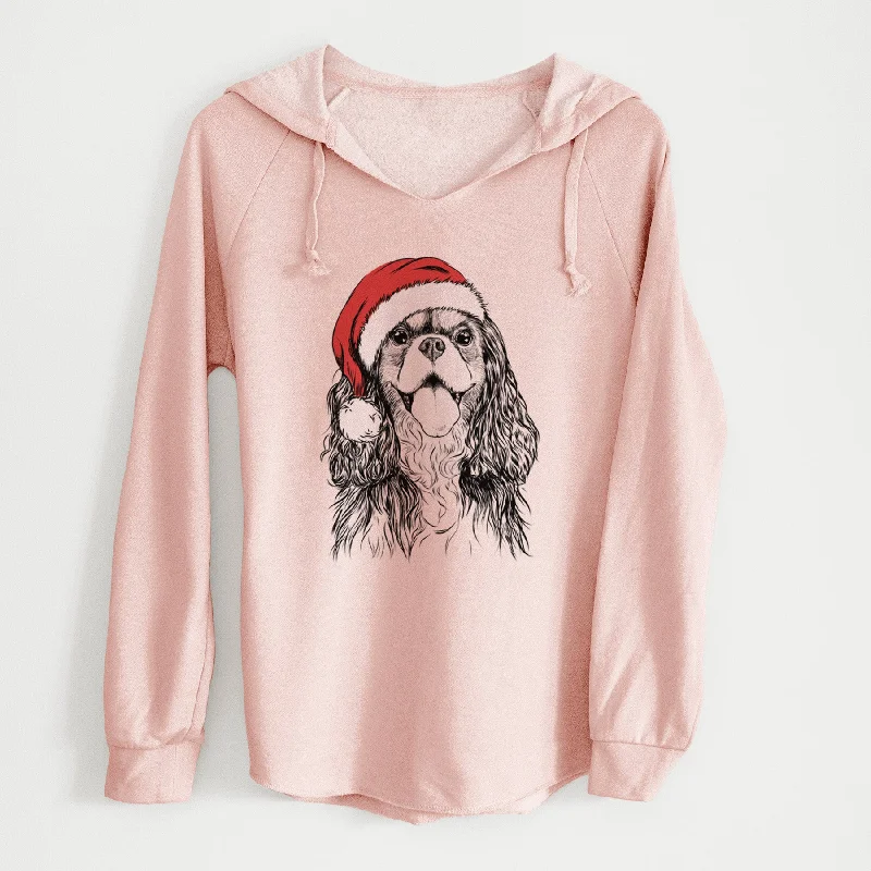 Santa Brandy the Cavalier King Charles Spaniel - Cali Wave Hooded Sweatshirt Hoodie with Thumb Holes Functional Cozy