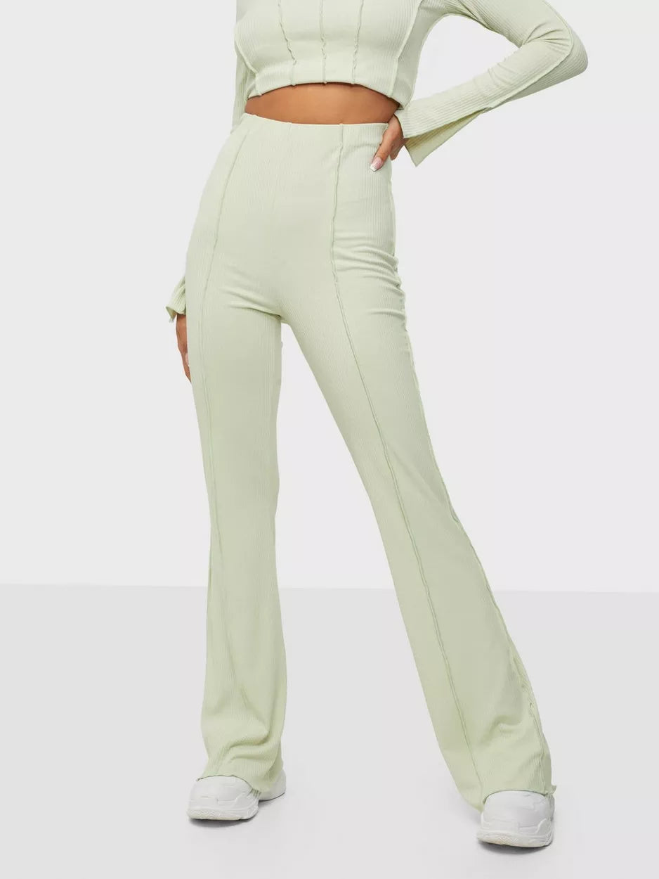 Effortless Seam Pants Light Green Classic Straight Pants