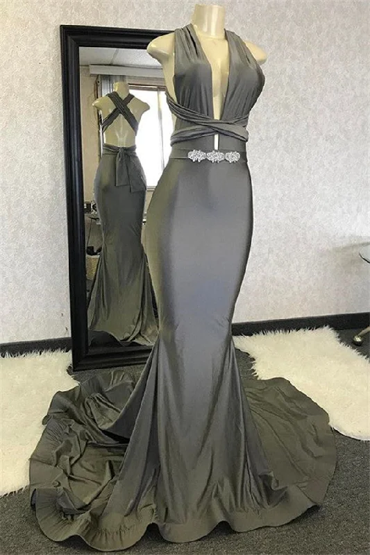 Sexy Sleeveless Halter Evening Dresses | Appliques Mermaid Prom Dresses