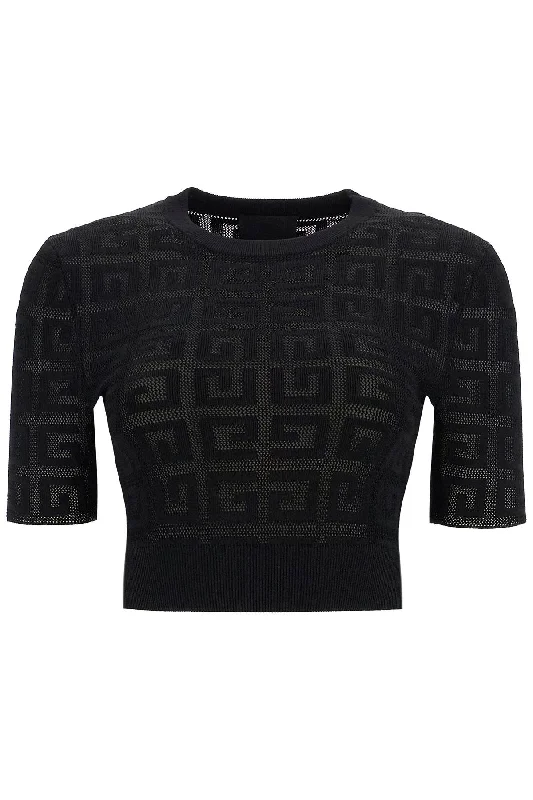 4g Knit Crop Top In  - Black Zippered Front Buttoned Front Snap Front