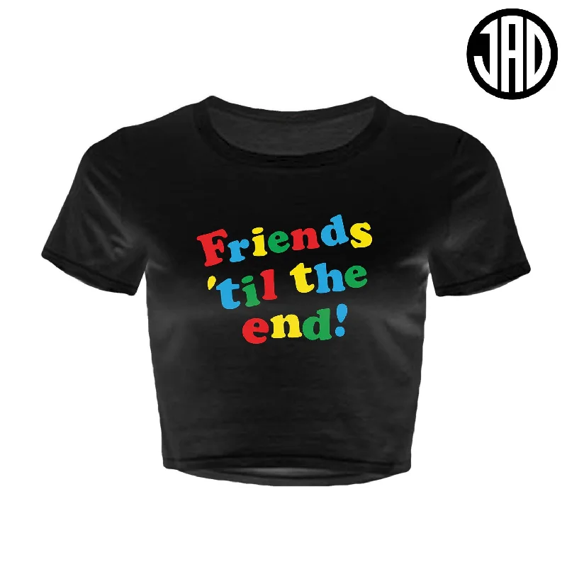 Friends Til The End - Women's Crop Top Rayon Velvet Corduroy