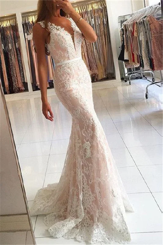 Sleeveless V-neck Formal Dresses  Mermaid Long Prom Dress
