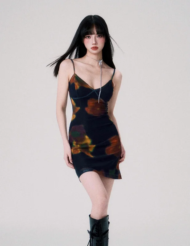 Floral French Vintage Print Slip Dress LUL0051
