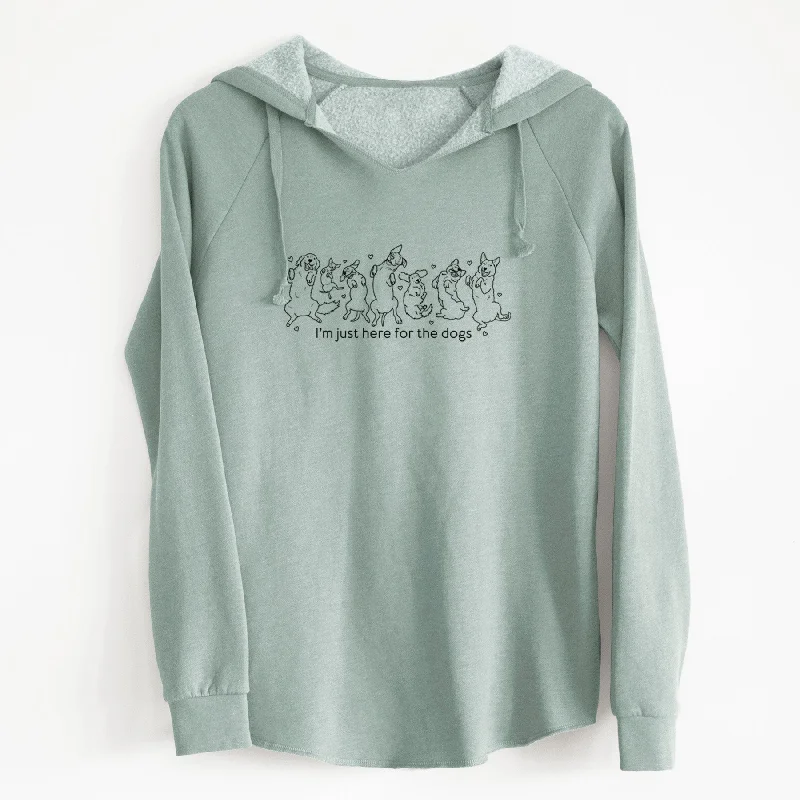I'm Just Here for the Dogs - Cali Wave Hooded Sweatshirt Hoodie with Slit Hem Functional Movement I'm Just Here for the Dogs - Cali Wave Hooded Sweatshirt Hoodie with Slit Hem Functional Movement