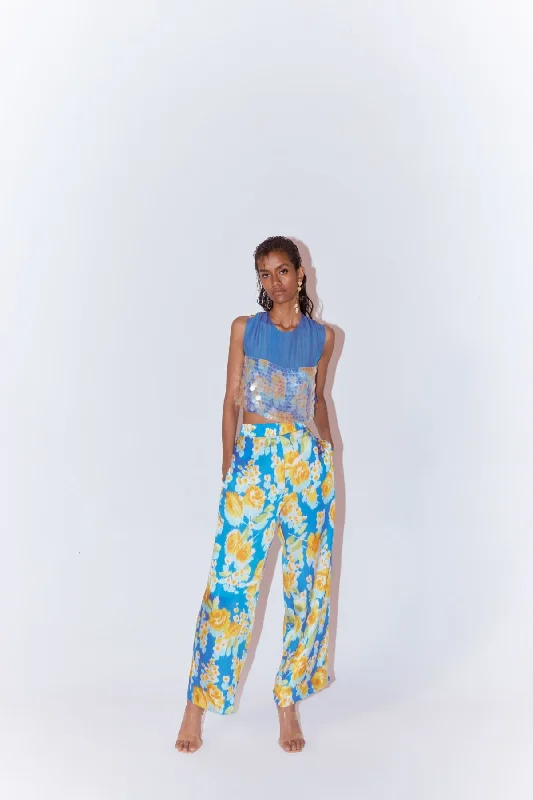 Marigold  Crop Top And Pants Co-ord Hooded Caped Shawl Collar