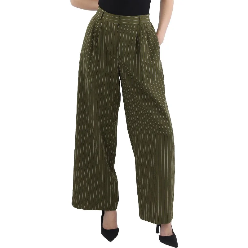 Womens Pleated Business Wide Leg Pants Cozy Fitted Pants