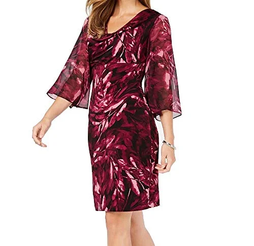 Connected Apparel Womens Cocktail Printed Sheath Dress Purple