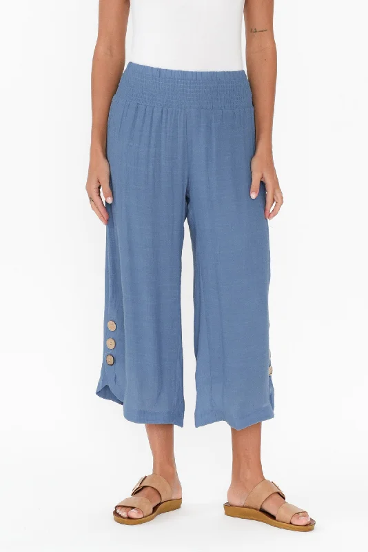Lettie Steel Button Pant Relaxed High-Waist Trousers