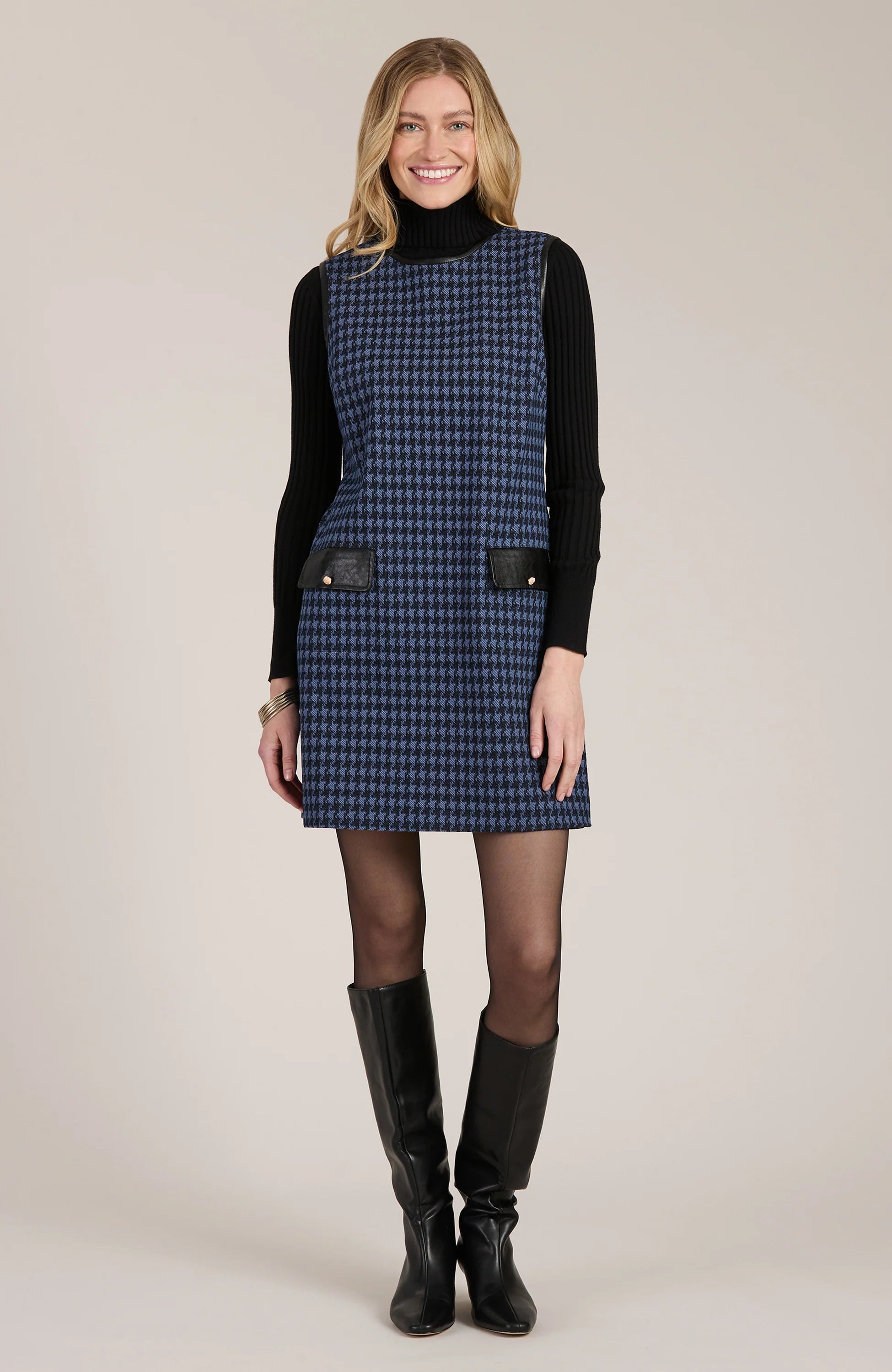 Kirtly Houndstooth Knit Dress Tunics Spring floral