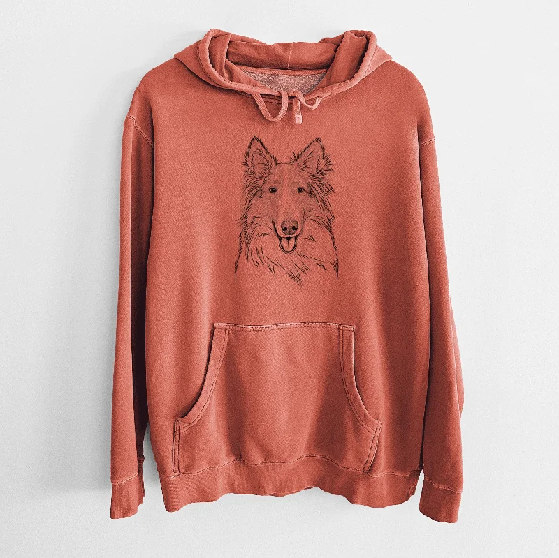 Bare Conrad the Rough Collie - Unisex Pigment Dyed Hoodie Hoodie with Illustration Artistic Creative Bare Conrad the Rough Collie - Unisex Pigment Dyed Hoodie Hoodie with Illustration Artistic Creative