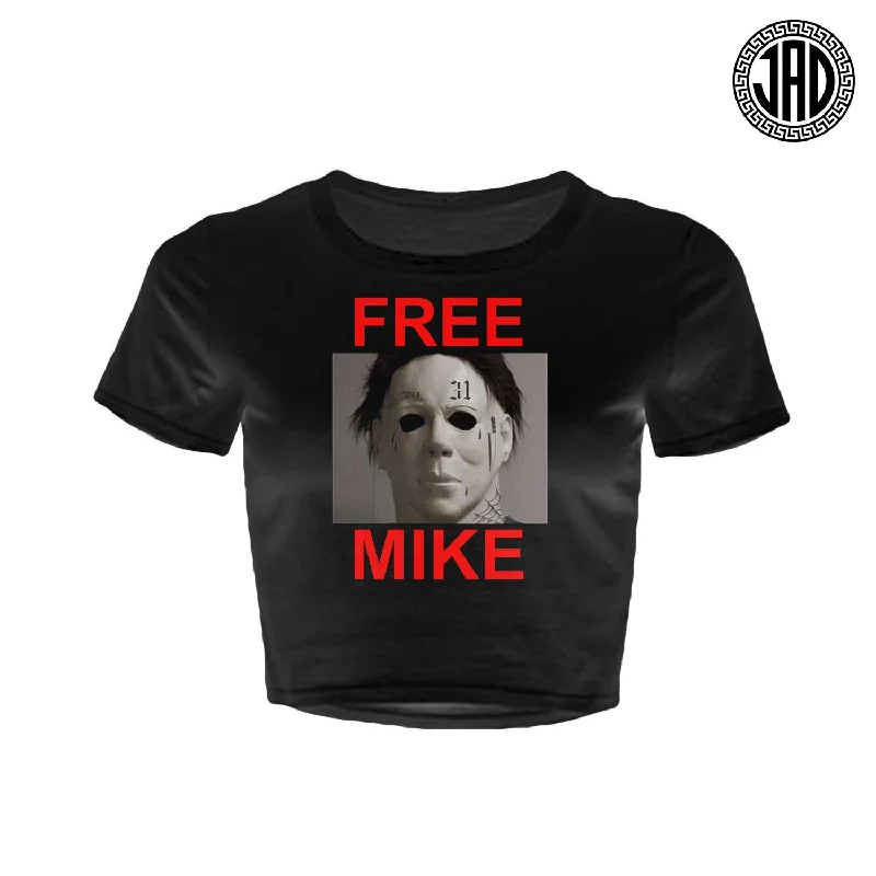 Free Mike - Women's Crop Top Collared Crop Top Boat Neck A-Line