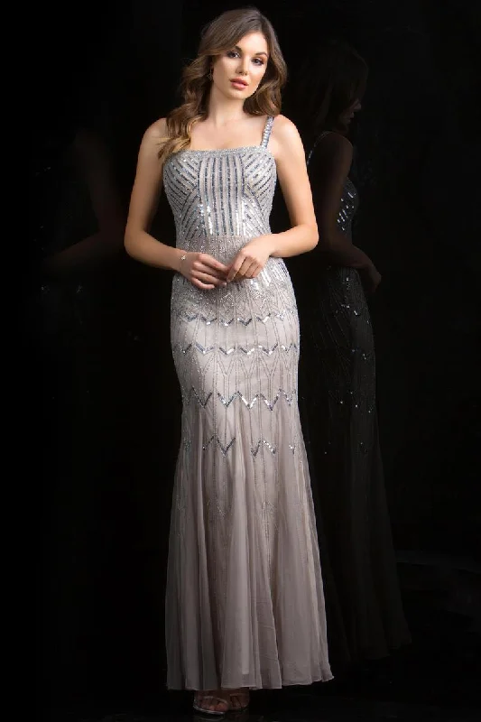 Scala - 48842SC Straight Across Chevron-Ornate Sheath Dress Tunics Solid Classic