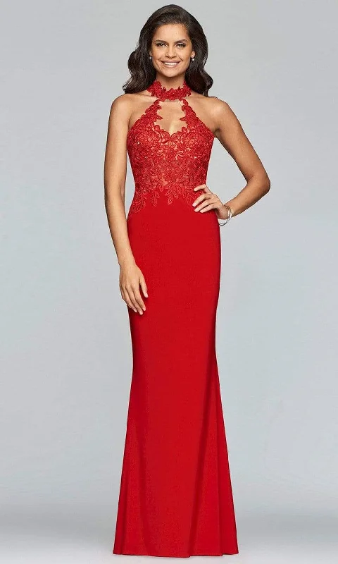 Faviana - High Halter Cutout Lace Prom Dress 7750 Tunics Luxurious high-end