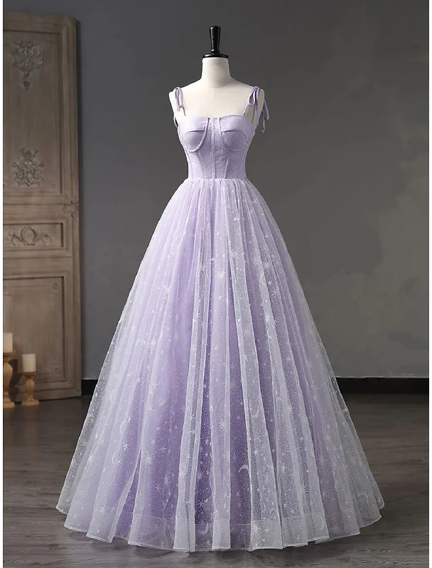 Ball Gown Prom Dresses Formal Floor Length Sleeveless Strap Tulle Backless with Pleats Strappy Ball Gown Prom Dresses Formal Floor Length Sleeveless Strap Tulle Backless with Pleats Strappy