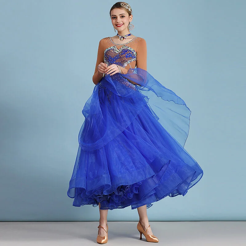 A-Line Ballroom Dress with Rhinestones