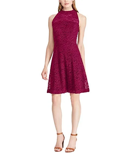 American Living Womens Lace A-line Dress, Purple, 16