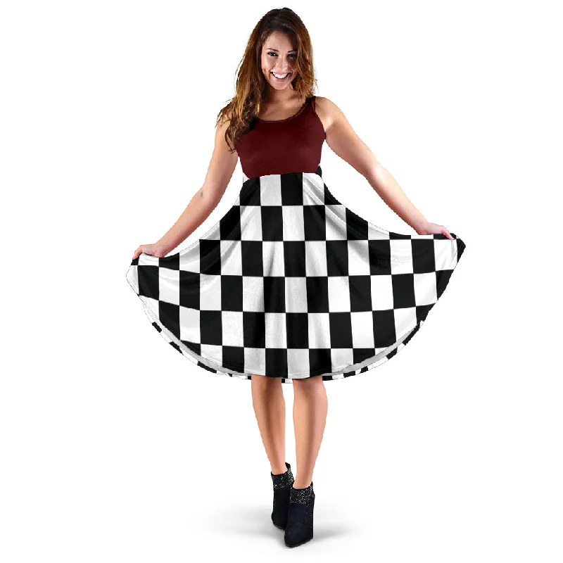 Racing Checkered Flag Dress Mixed Maroon