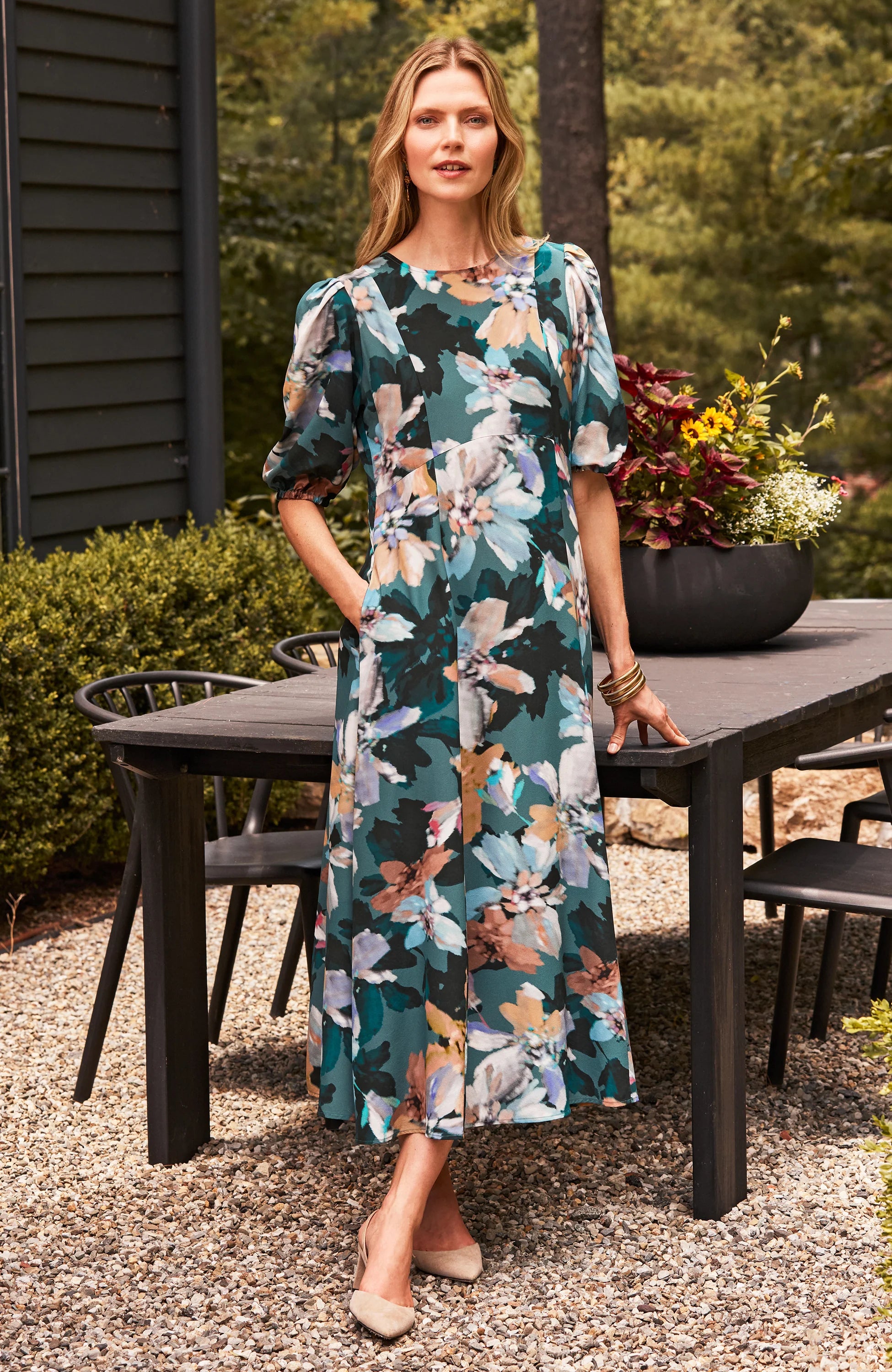 Frankie Silk Watercolor Floral Dress Tunics Handmade artisanal