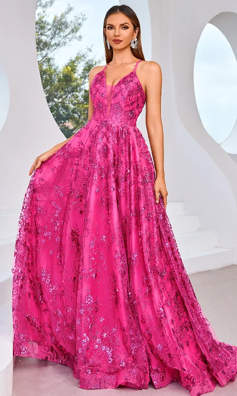 J'Adore Dresses J25021 - Allover Sequin A-Line Evening Dress Pencil Office Professional