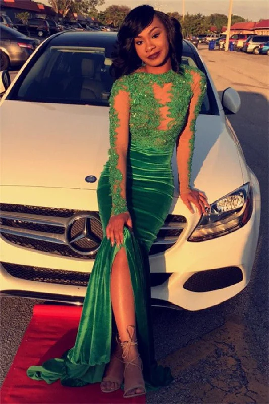 Long Sleeve Velvet Green Evening Gown Sexy Court Train Prom Party Dress DN011 Tunics Top rated Long Sleeve Velvet Green Evening Gown Sexy Court Train Prom Party Dress DN011 Tunics Top rated