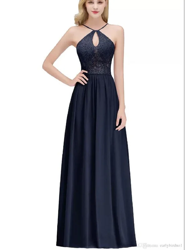 Prom Dresses Dress Engagement Floor Length Sleeveless Chiffon Sleek Lace Insert