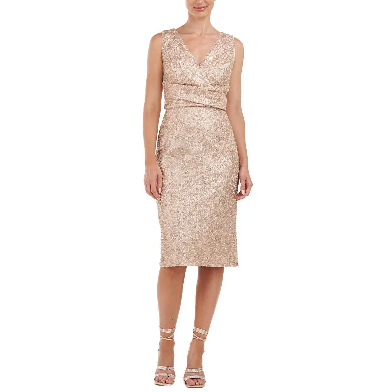 Womens Embellished V-Neck Cocktail And Party Dress Off-the-shoulder Chic Trendy