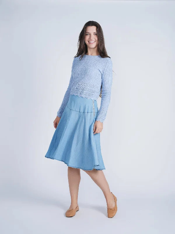 Ginger Knit Crop Top Houndstooth Herringbone Solid