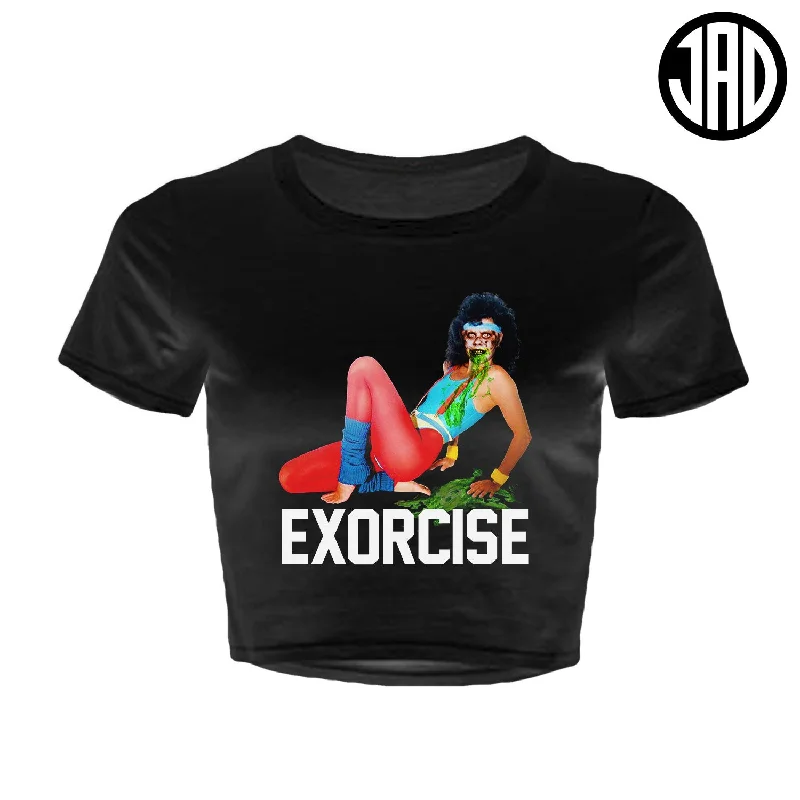 Exorcise - Women's Crop Top Asymmetrical Pockets Print