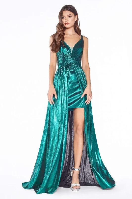 Ladivine CD0151 - Sleeveless V-Neckline Metallic Long Evening Dress Tunics Practical durable Ladivine CD0151 - Sleeveless V-Neckline Metallic Long Evening Dress Tunics Practical durable