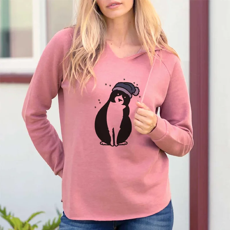 Frosty Tuxedo Cat - Oliver - Cali Wave Hooded Sweatshirt Hoodie with Earth Tones Natural Calm Frosty Tuxedo Cat - Oliver - Cali Wave Hooded Sweatshirt Hoodie with Earth Tones Natural Calm
