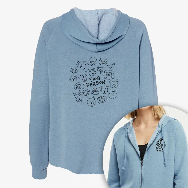 Dog Person - Women's Cali Wave Zip-Up Sweatshirt Hoodie with Raglan Sleeves Sporty Comfortable Dog Person - Women's Cali Wave Zip-Up Sweatshirt Hoodie with Raglan Sleeves Sporty Comfortable