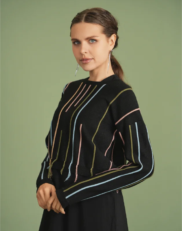 Unclear Vertical Stripe Knit Crop Top Polka Dot Checkered Tartan