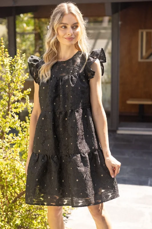 Marlowe Gold Accent Burn Out Tiered VOY Dress Tunics Business professional