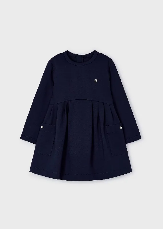 Girls Navy Stretch Knit Dress | Style 4921 - 48 Marino