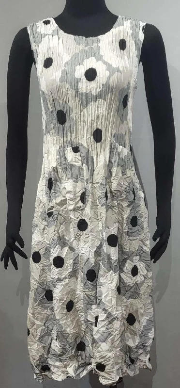 Alquema AD545SFS Silver Flower Spot Sleeveless Smash Pocket Dress Tunics Solid Classic