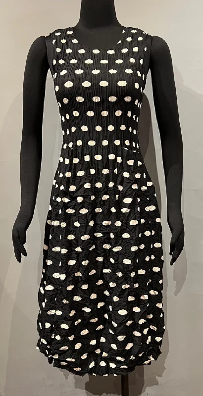 Alquema AD545ELL Black/White Elliptical Spot Sleeveless Smash Pocket Dress Tunics stripes playful