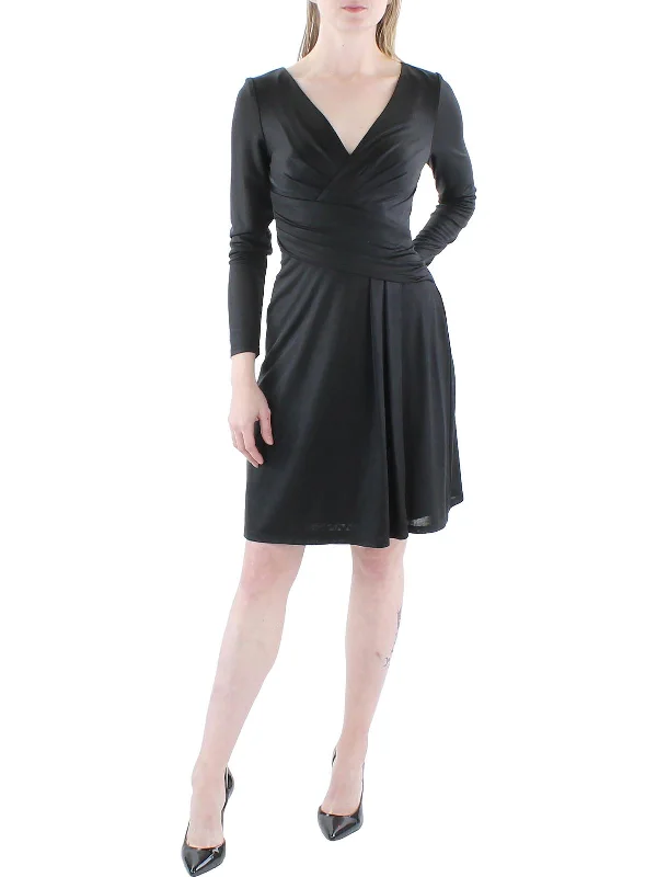 Womens Shimmer Knee-Length Cocktail and Party Dress Tunics Summer linen
