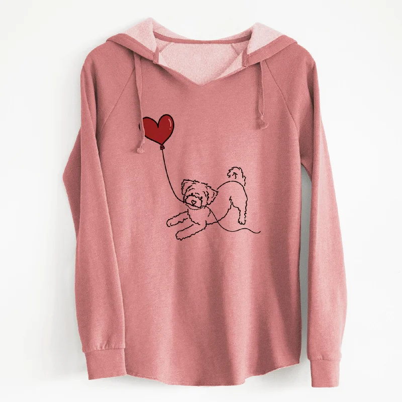 Morkie Heart String - Cali Wave Hooded Sweatshirt Hoodie with Hem Applique Textured Unique
