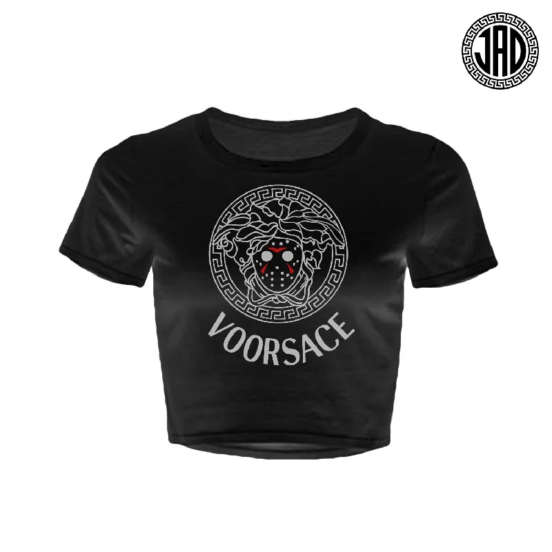 Voorsace - Women's Crop Top Rayon Velvet Corduroy