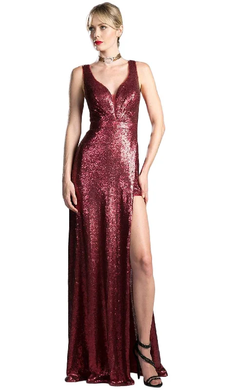 Cinerella Divine CH565 - Fitted V-Neck Slit Evening Dress Tunics Chic fashionable