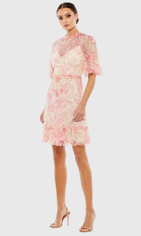 Mac Duggal A9148 - Frill Waist Ruffle Hem Cocktail Dress Turtleneck Neckline Stylish