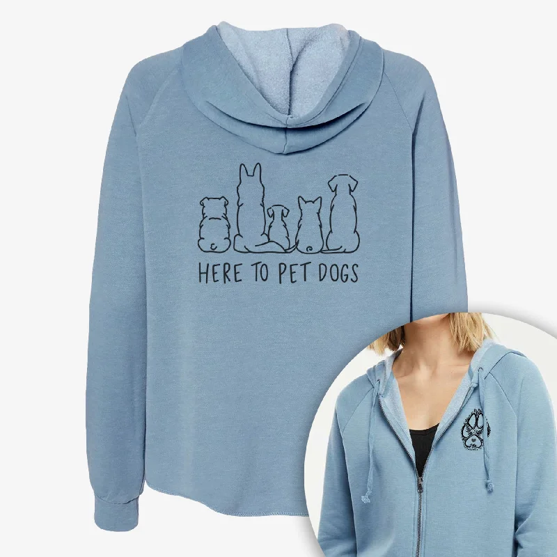 Here To Pet Dogs - Women's Cali Wave Zip-Up Sweatshirt Hoodie with Cuffed Sleeves Snug Secure Here To Pet Dogs - Women's Cali Wave Zip-Up Sweatshirt Hoodie with Cuffed Sleeves Snug Secure