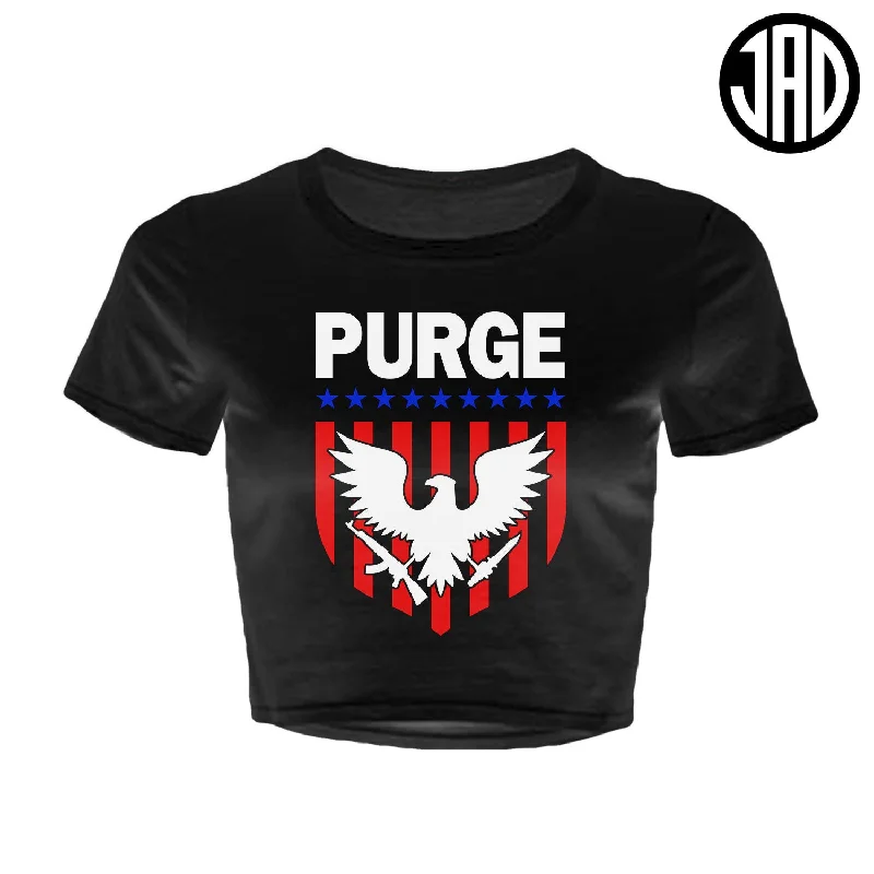 Purge Shield - Women's Crop Top Mesh Fabric Canvas Fabric Denim Fabric