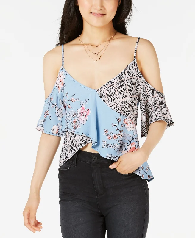 Polly Esther Juniors Cold Shoulder Crop Top Machine Wash Dry Clean Hand Wash