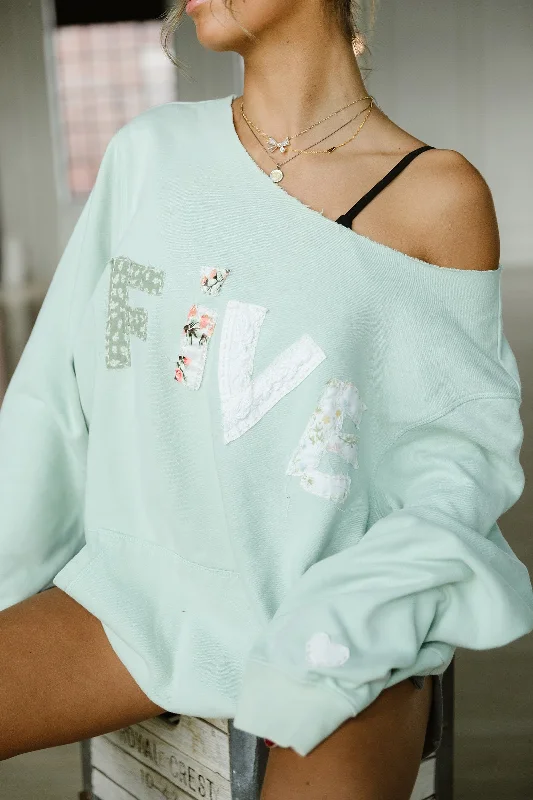 Custom Floral Five Off The Shoulder Sweatshirt Hoodie with Metallic Shiny Futuristic Custom Floral Five Off The Shoulder Sweatshirt Hoodie with Metallic Shiny Futuristic